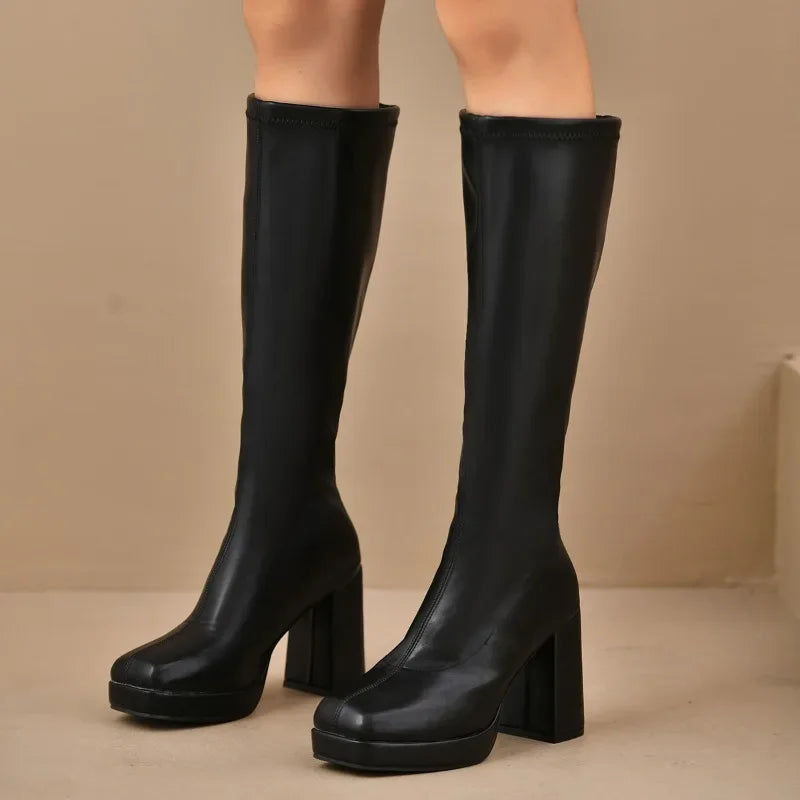 Beatrice | Winter Chic Overknee Boots with Chunky Heel