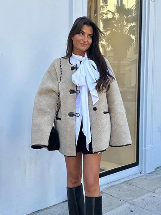 Women’s Toggle-Front Oversized Coat - Relaxed Casual Outerwear