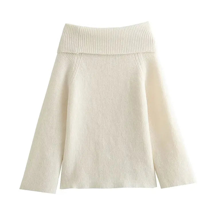 Women’s Off-Shoulder Knit Sweater – Relaxed Fit Pullover