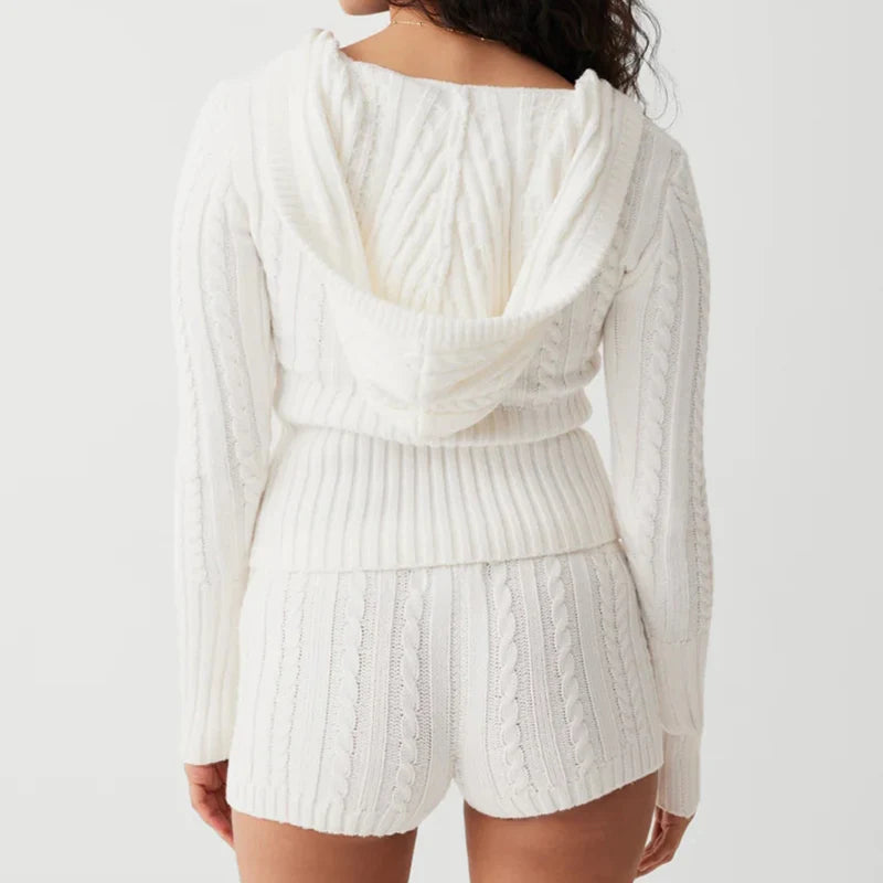Women’s Knit Lounge Set - Long Sleeve Top & Shorts