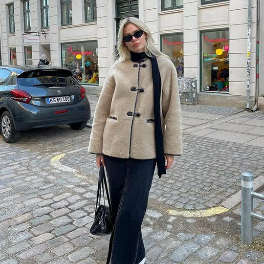 Women’s Toggle-Front Oversized Coat - Relaxed Casual Outerwear