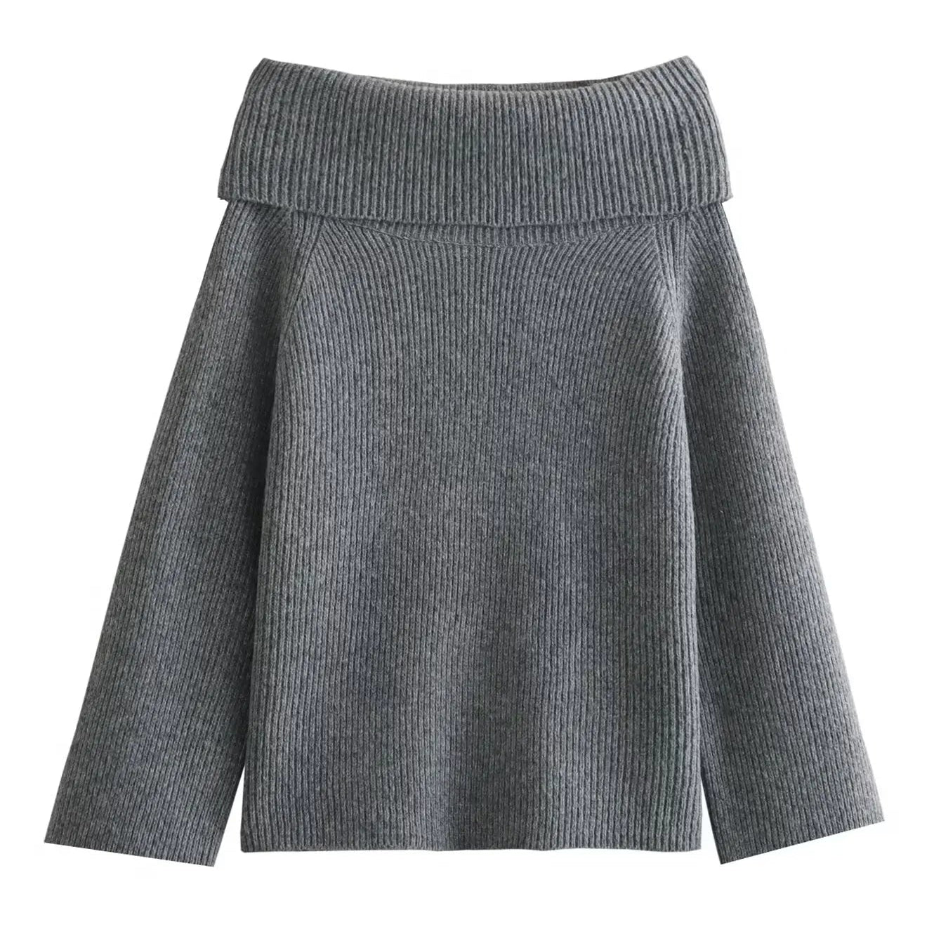 Women’s Off-Shoulder Knit Sweater – Relaxed Fit Pullover