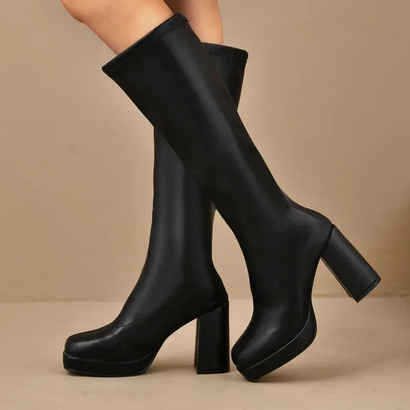 Beatrice | Winter Chic Overknee Boots with Chunky Heel