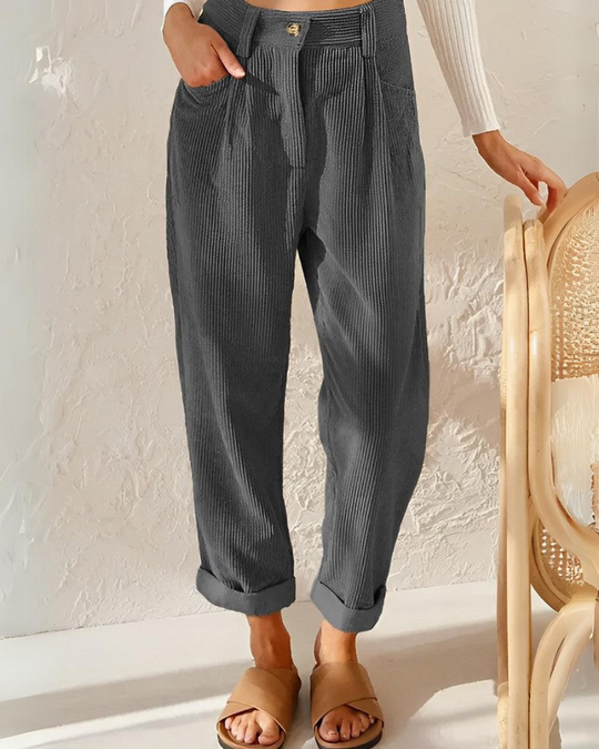 Women’s High-Waist Trousers - Pleated Relaxed Pants