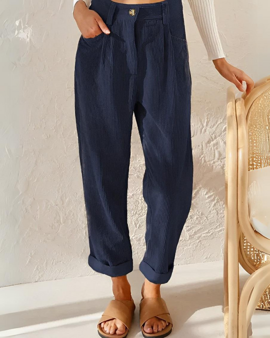 Women’s High-Waist Trousers - Pleated Relaxed Pants