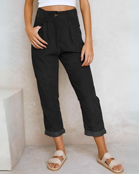 Women’s High-Waist Trousers - Pleated Relaxed Pants