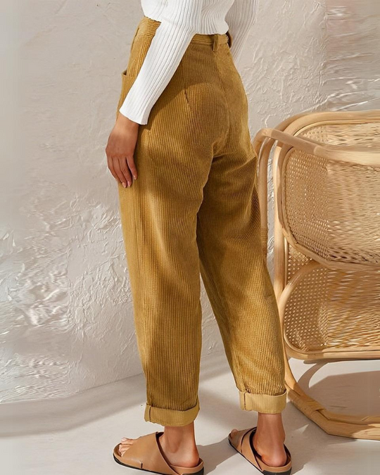 Women’s High-Waist Trousers - Pleated Relaxed Pants