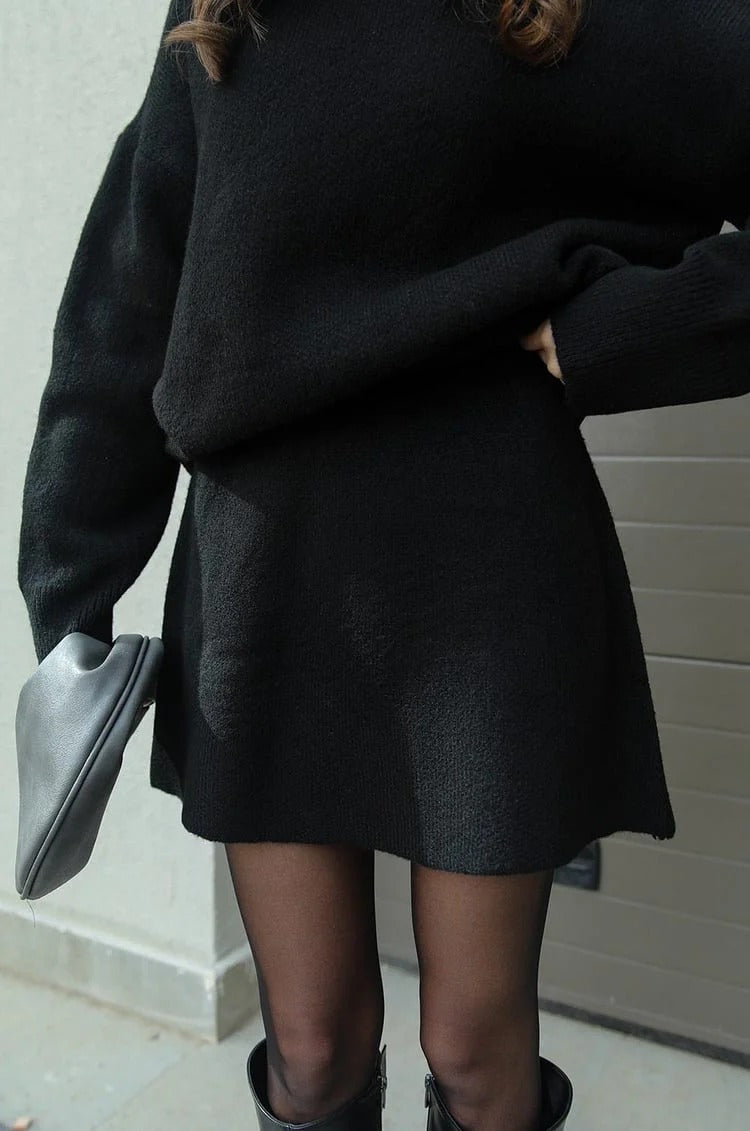 Women’s Knit Sweater Skirt Set - Two Piece Winter Co-Ord