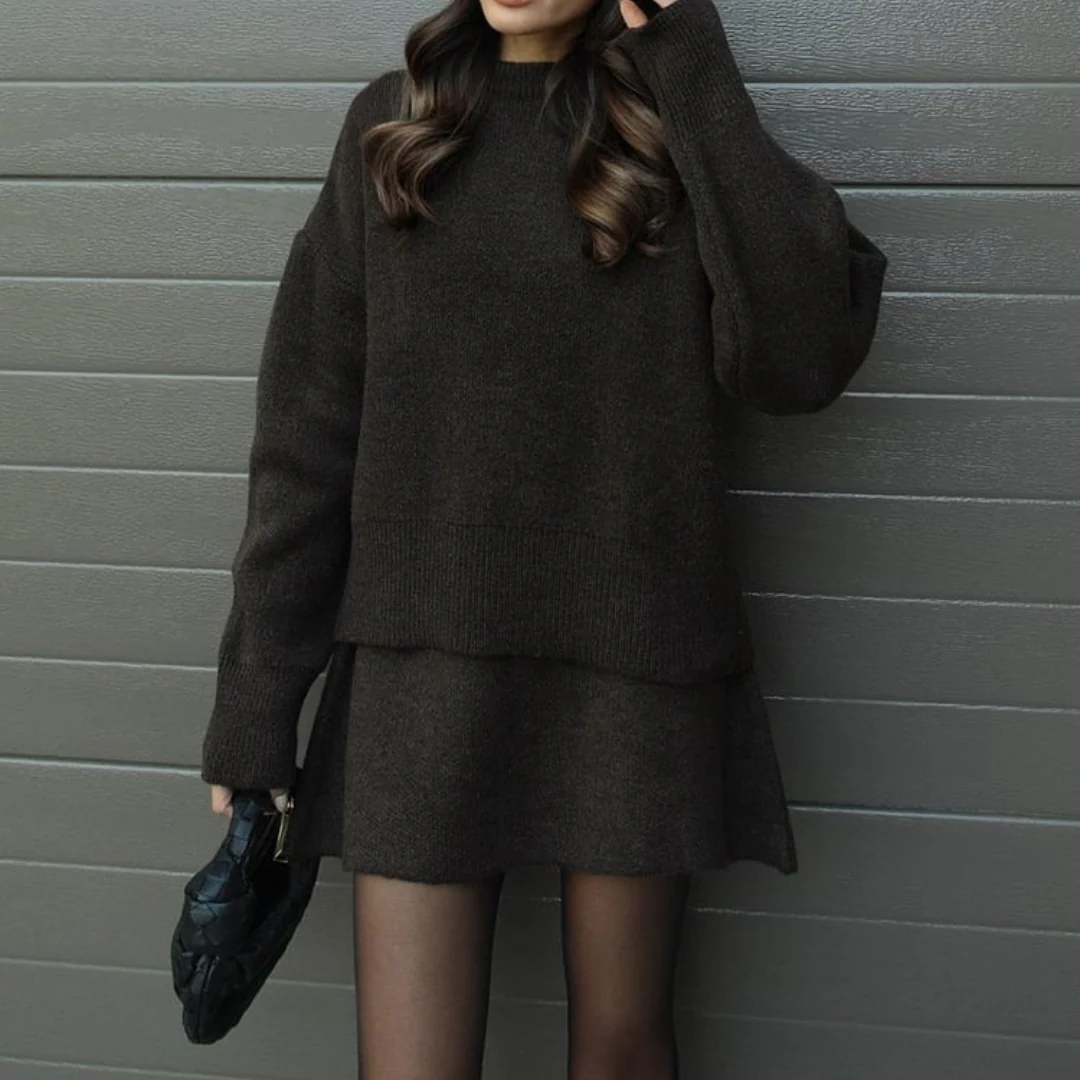 Women’s Knit Sweater Skirt Set - Two Piece Winter Co-Ord