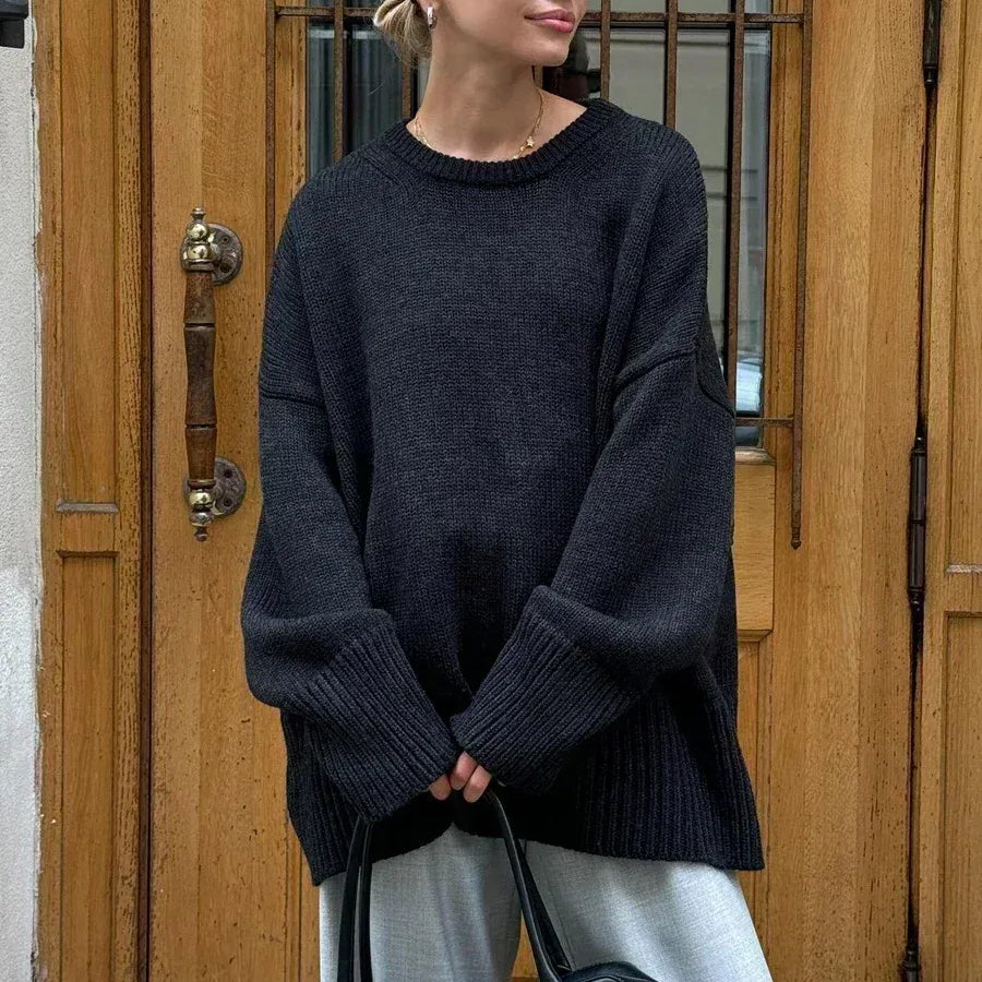 Women’s Oversized Knit Jumper – Crew Neck, Relaxed Fit