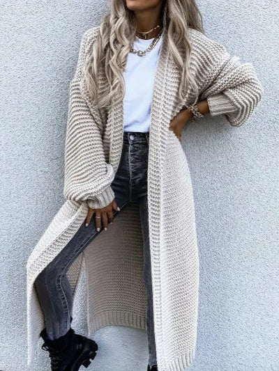 Women’s Longline Chunky Knit Cardigan - Open Front