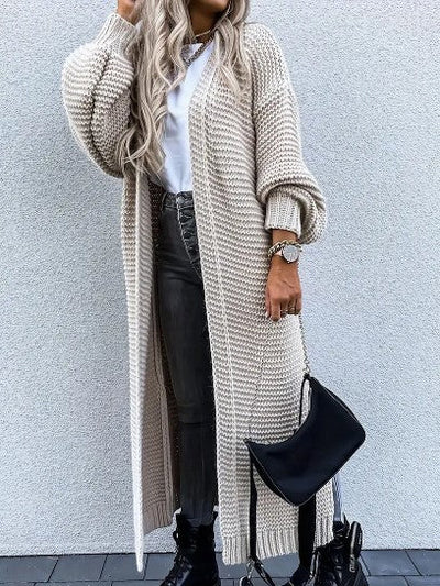 Women’s Longline Chunky Knit Cardigan - Open Front