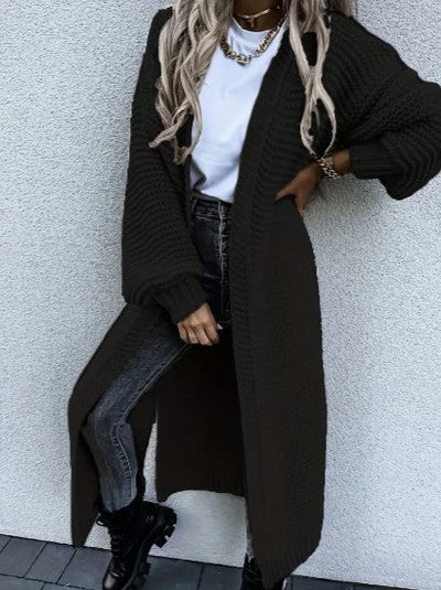 Women’s Longline Chunky Knit Cardigan - Open Front