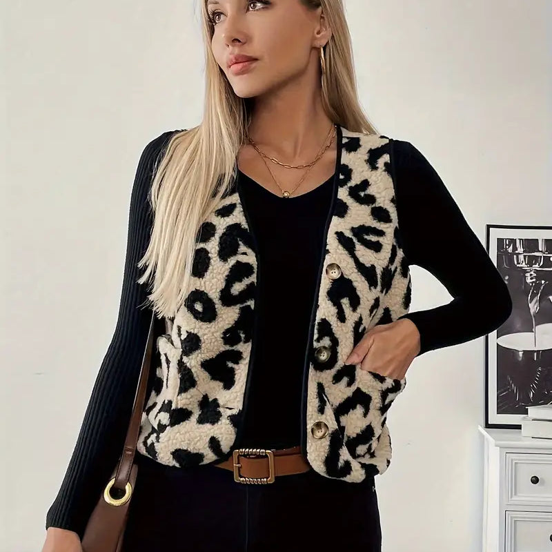 Women’s Leopard Print Button‑Up Cardigan