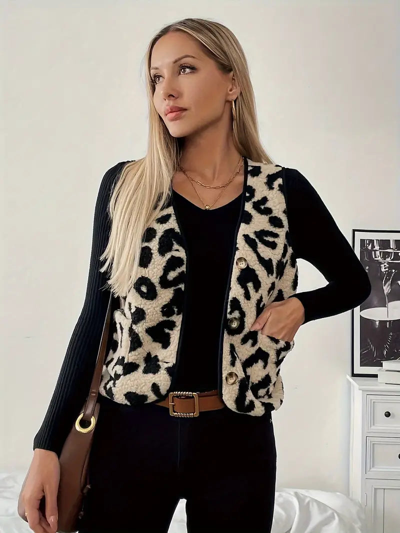 Women’s Leopard Print Button‑Up Cardigan