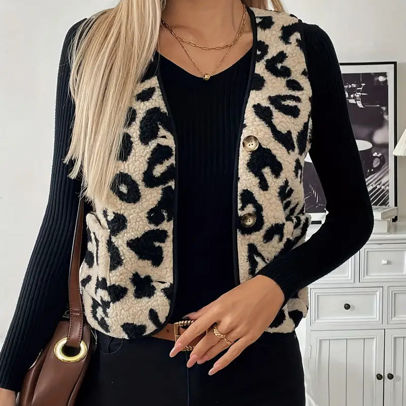 Women’s Leopard Print Button‑Up Cardigan