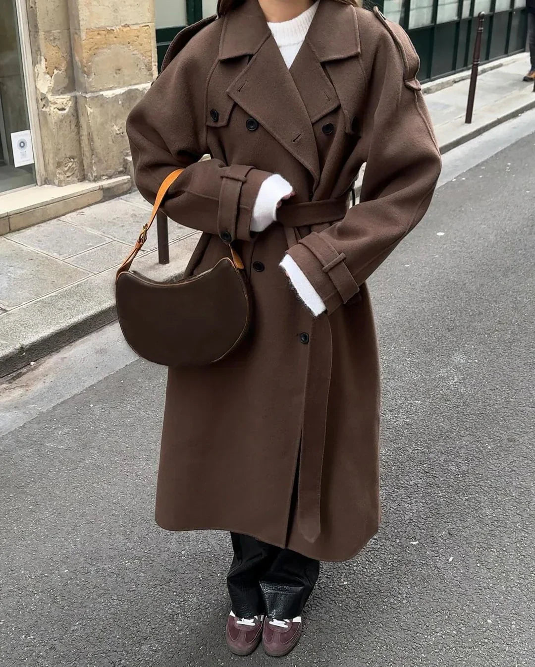 Women’s Wool-Blend Belted Trench Coat