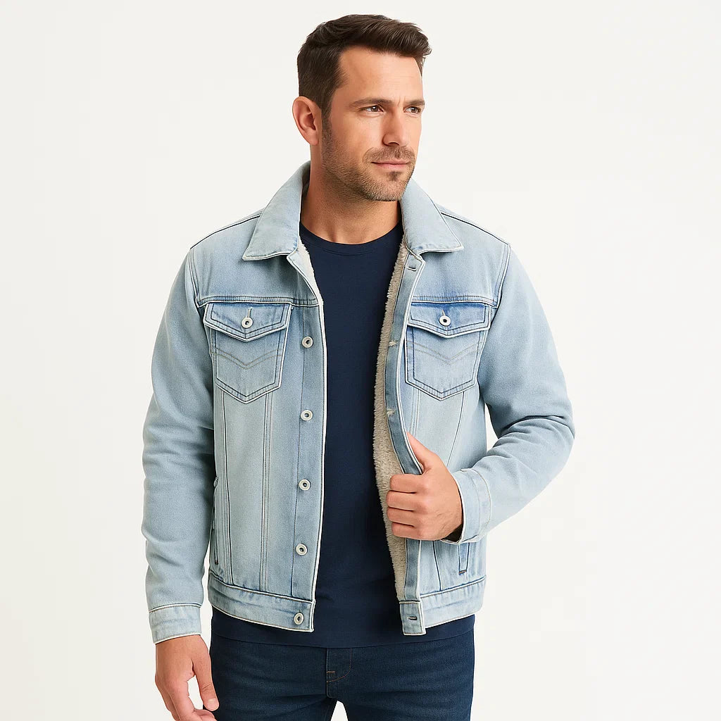 Men's Fleece Denim Jacket | Stylish
