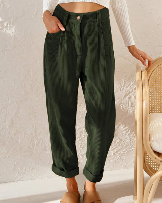 Women’s High-Waist Trousers - Pleated Relaxed Pants