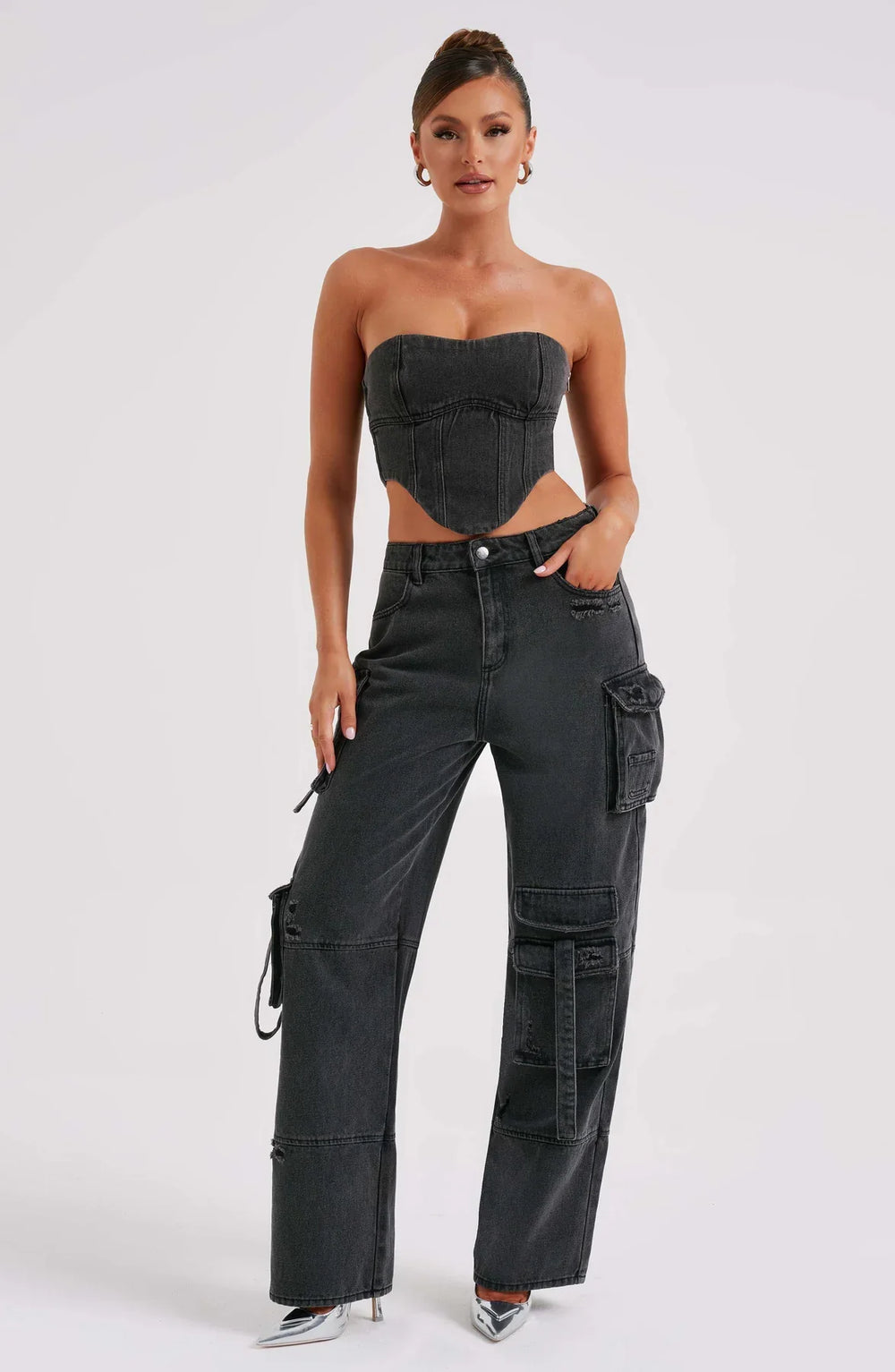 Brooklyn - Denim Corset & Cargo Pant Set