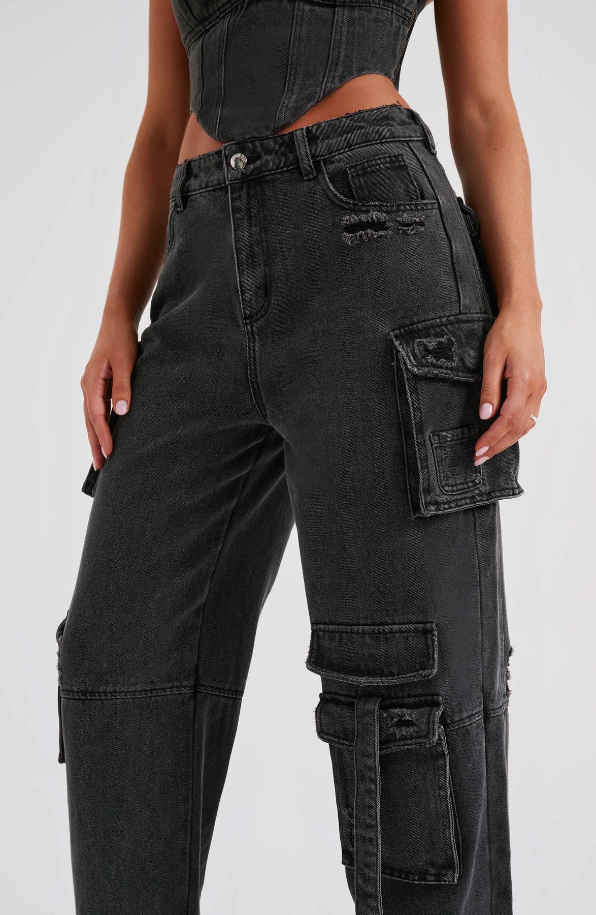 Brooklyn - Denim Corset & Cargo Pant Set