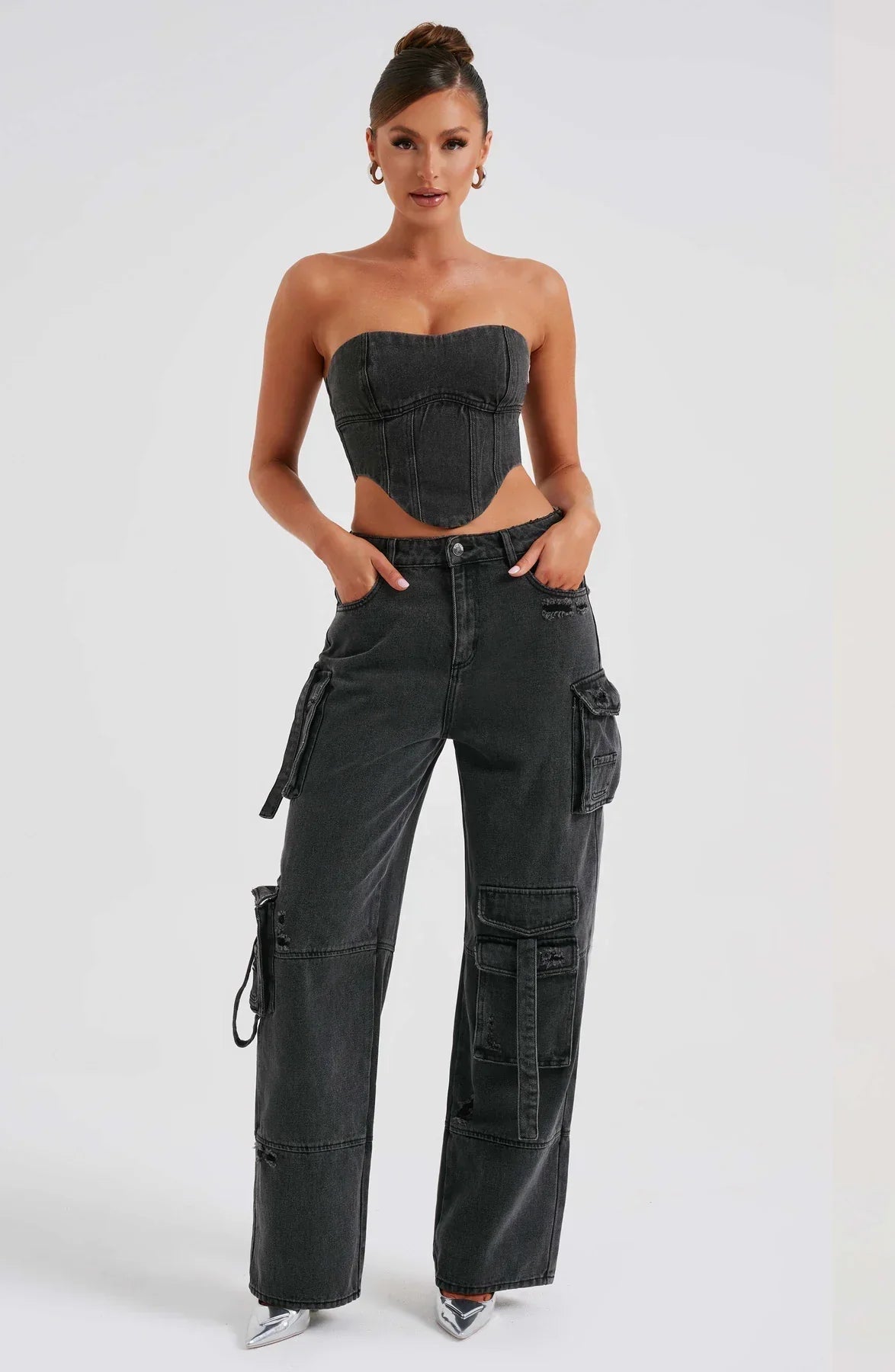 Brooklyn - Denim Corset & Cargo Pant Set