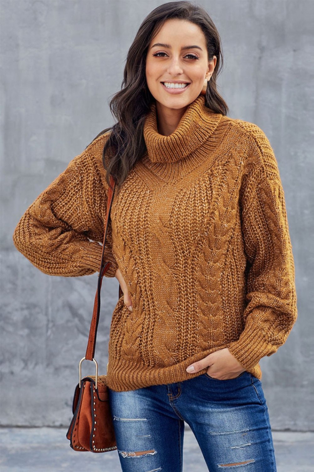 Ophelia | Winter Cable Knit Turtleneck Sweater for Women