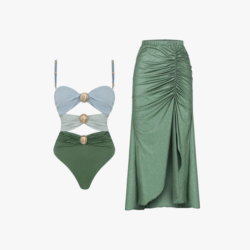 Marisol - Sculpted Cutout Swim Set with Wrap Skirt