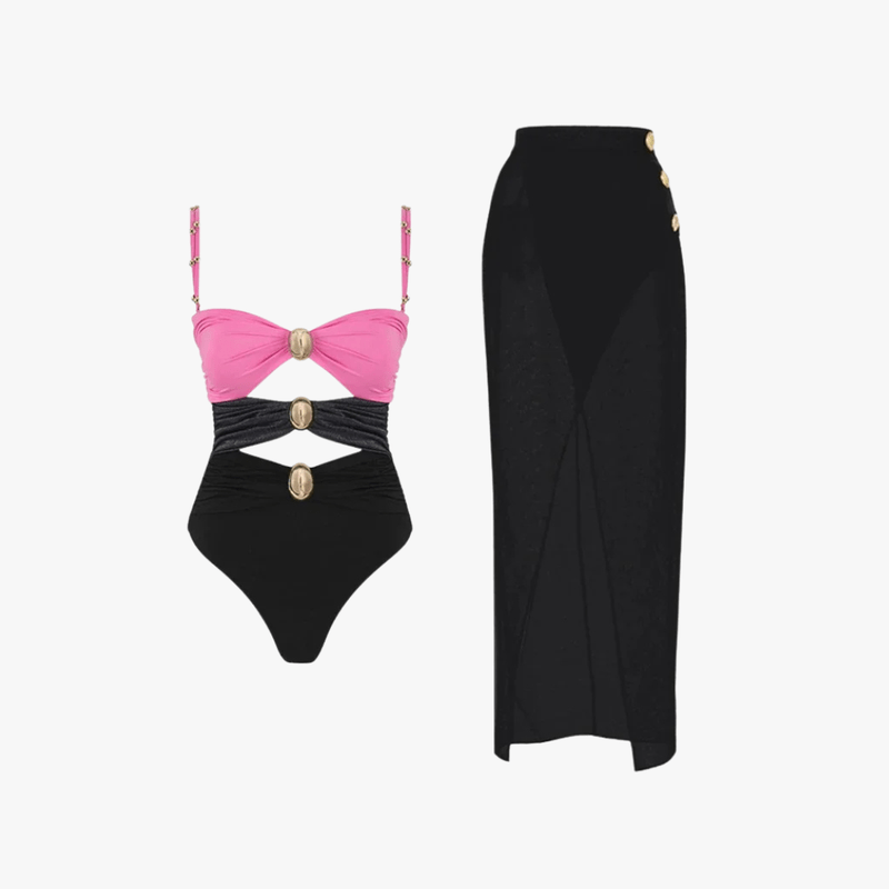 Marisol - Sculpted Cutout Swim Set with Wrap Skirt