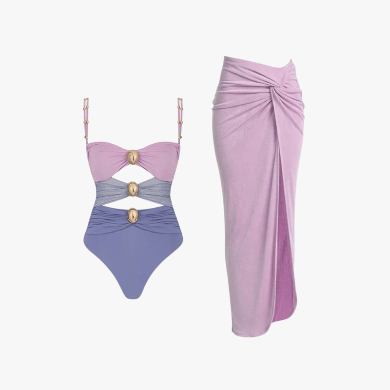 Marisol - Sculpted Cutout Swim Set with Wrap Skirt
