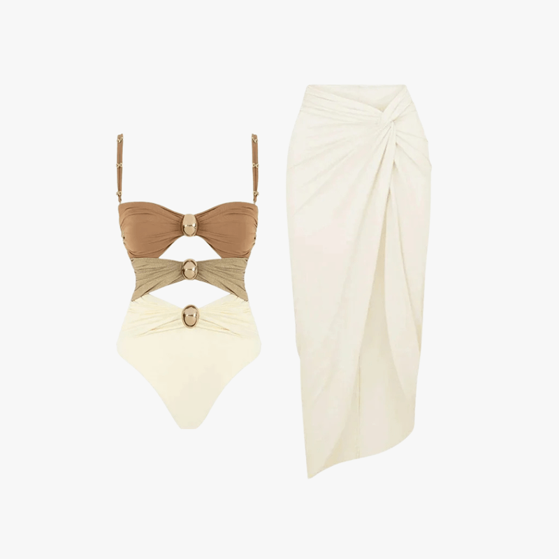 Marisol - Sculpted Cutout Swim Set with Wrap Skirt