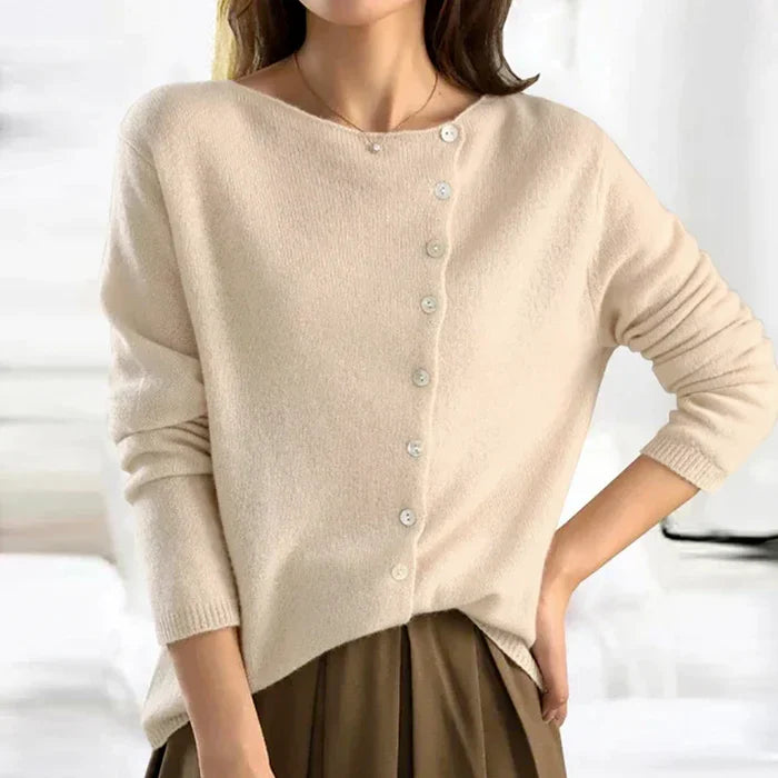 Isadora - Asymmetric Button Knit Cardigan