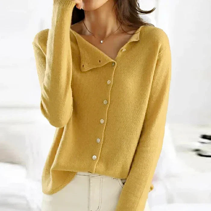 Isadora - Asymmetric Button Knit Cardigan