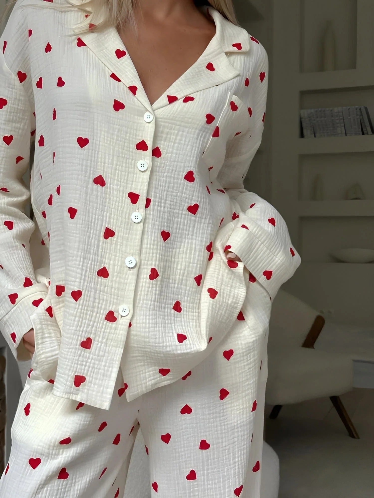 Heart Print Pajama Set
