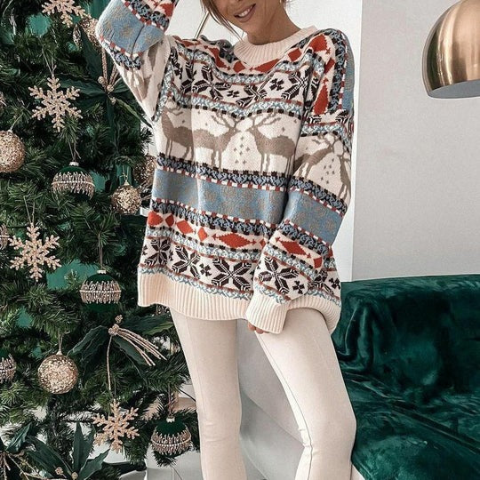Women’s Christmas Sweater - Festive Oversized Knit Pullover