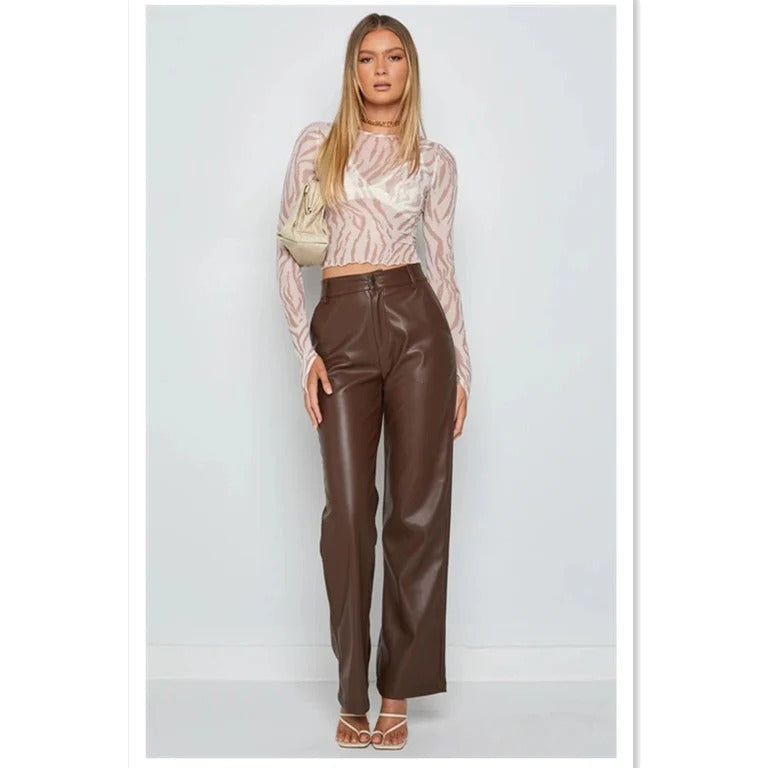 Women’s High-Waist Straight Leg Trousers - Chic Evening Pants