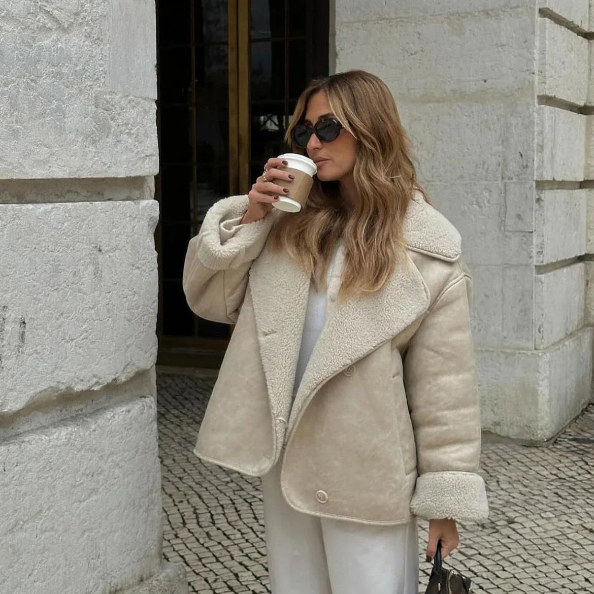 Women’s Faux‑Shearling Moto Jacket