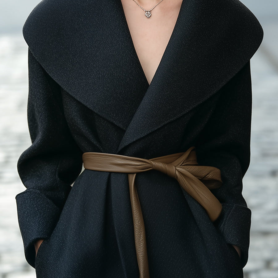 Elena | Shawl-Collar Belted Wrap Coat - Maison & Moor