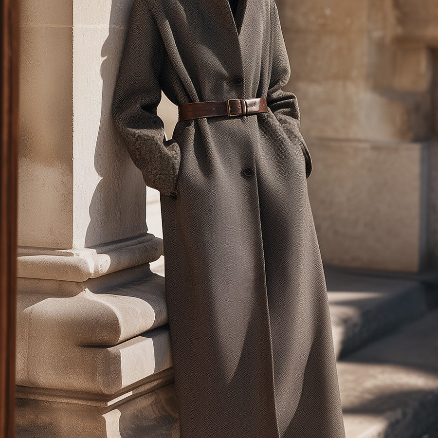 Aurora | Belted Wool Overcoat - Maison & Moor