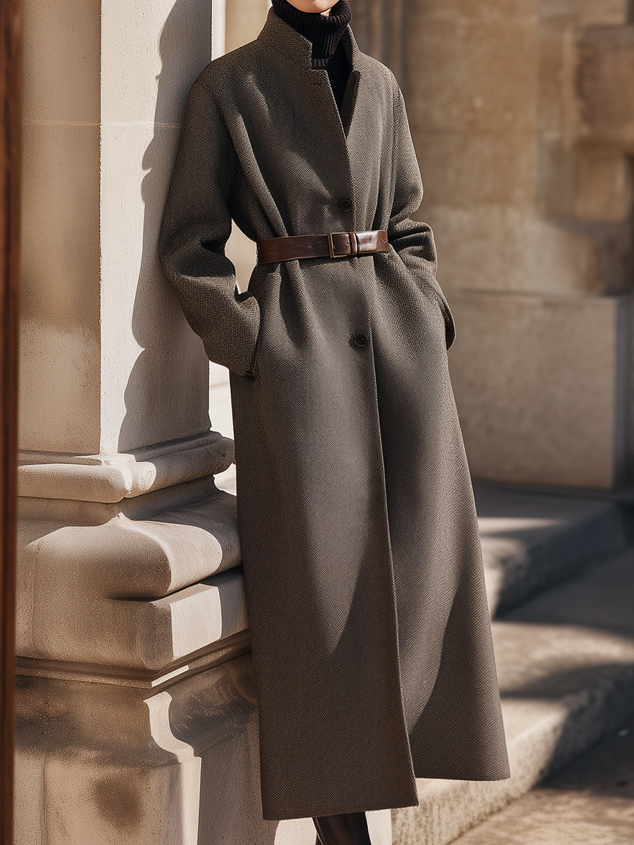 Aurora | Belted Wool Overcoat - Maison & Moor