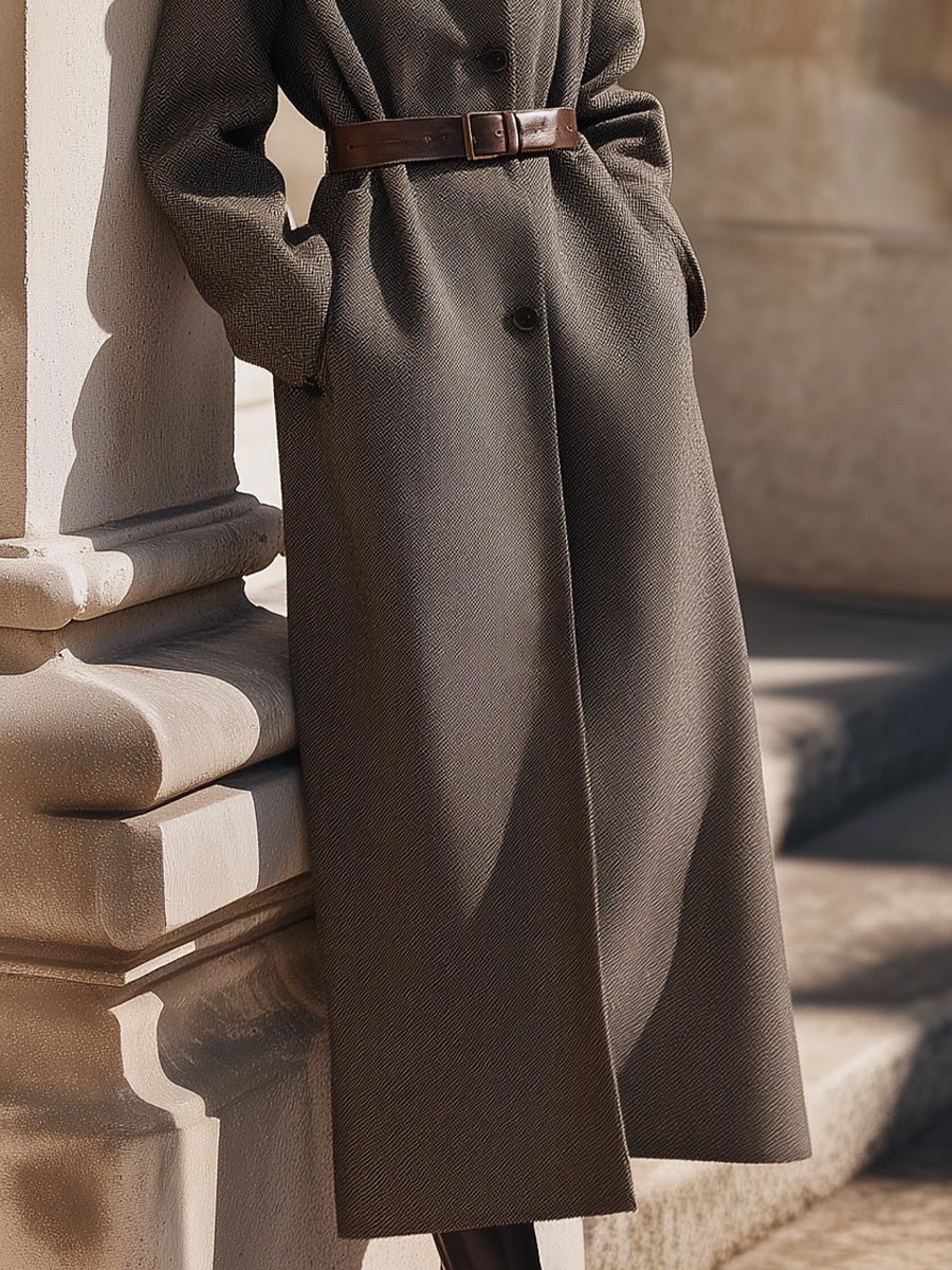 Aurora | Belted Wool Overcoat - Maison & Moor