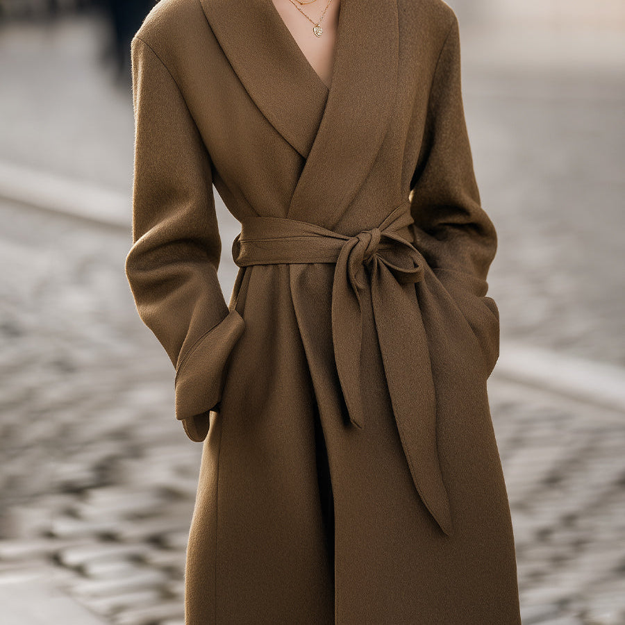 Elena | Belted Wrap Coat - Maison & Moor