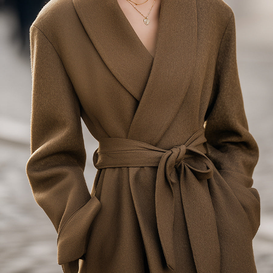 Elena | Belted Wrap Coat - Maison & Moor