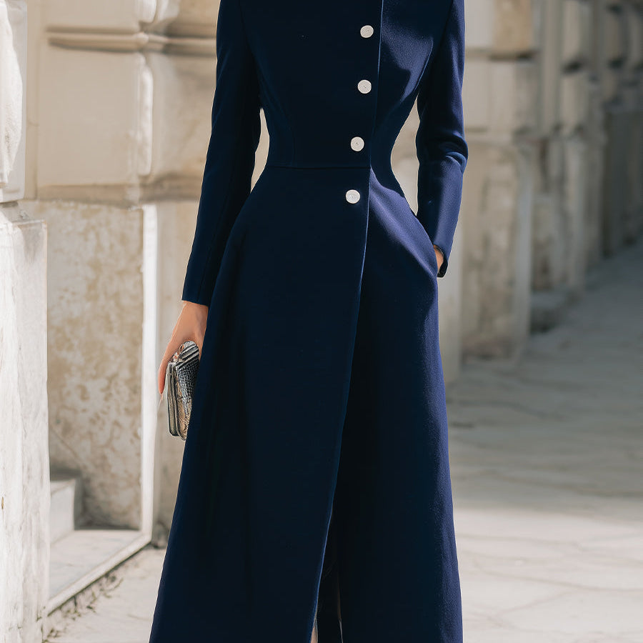 Elena | Collar Maxi Coat - Maison & Moor