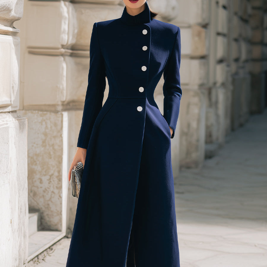 Elena | Collar Maxi Coat - Maison & Moor