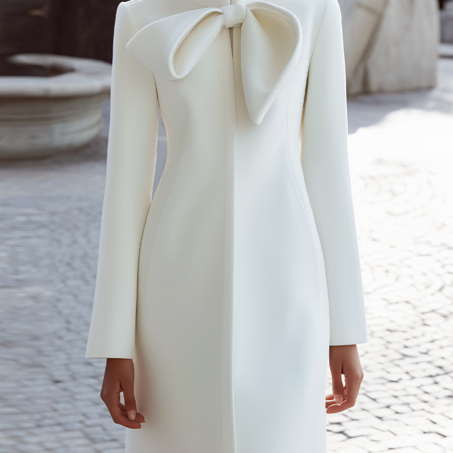 Aurora | Coat Dress with Statement Bow Collar - Maison & Moor