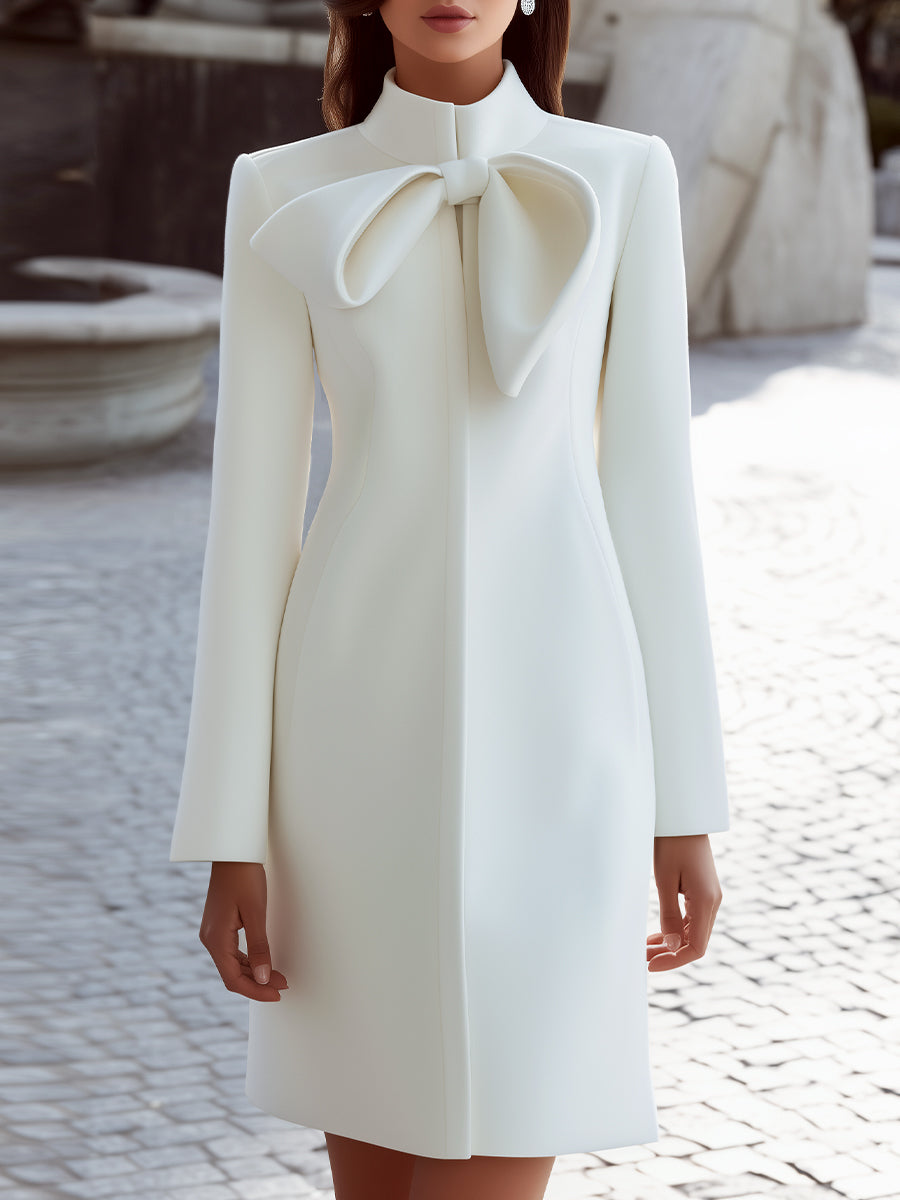 Aurora | Coat Dress with Statement Bow Collar - Maison & Moor
