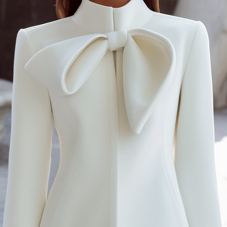 Aurora | Coat Dress with Statement Bow Collar - Alden & Archer