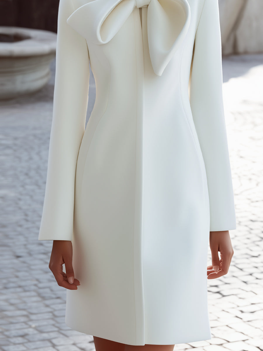 Aurora | Coat Dress with Statement Bow Collar - Maison & Moor