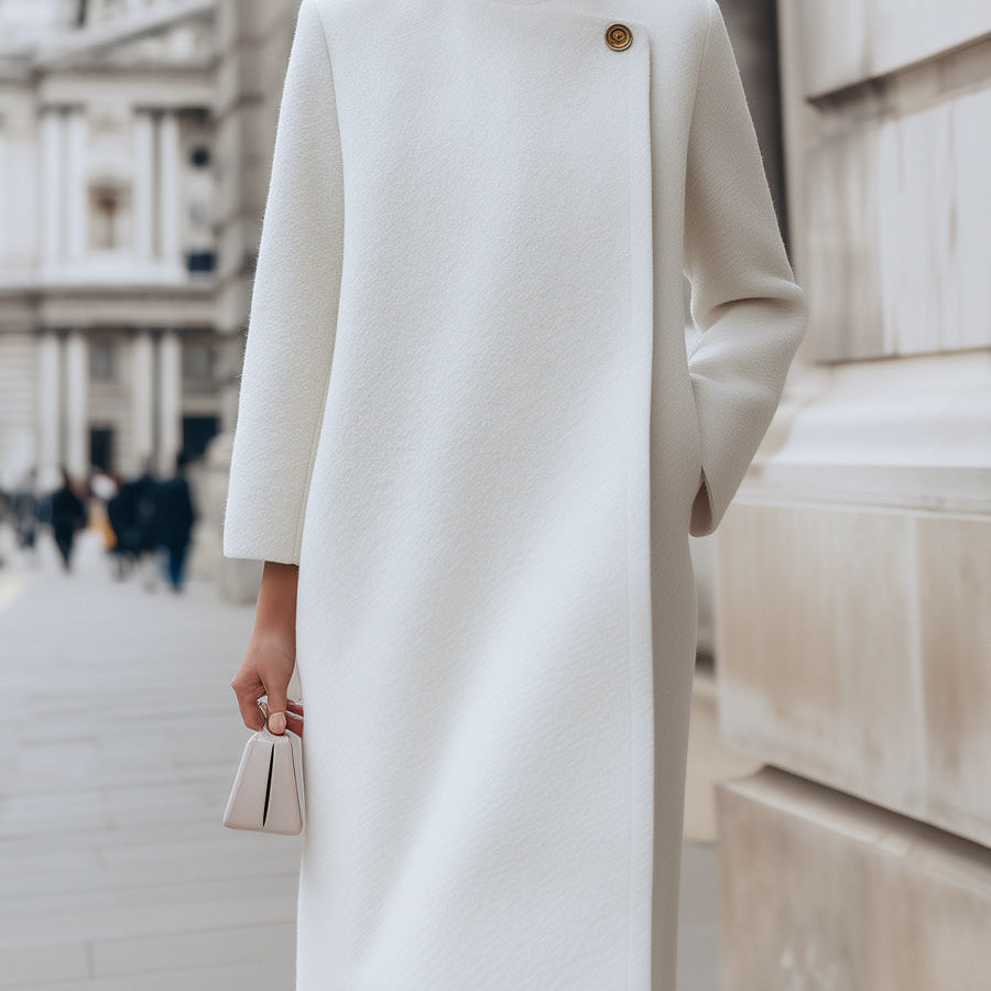 Elena | Wool-Blend Coat with Button Detail - Maison & Moor